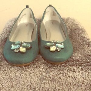 Green flats with jewels
